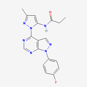 molecular formula C18H16FN7O B2495403 N-{1-[1-(4-fluorophenyl)-1H-pyrazolo[3,4-d]pyrimidin-4-yl]-3-methyl-1H-pyrazol-5-yl}propanamide CAS No. 1007047-08-6