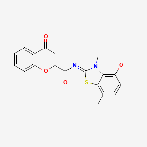 molecular formula C20H16N2O4S B2495436 N-[(2Z)-4-methoxy-3,7-dimethyl-2,3-dihydro-1,3-benzothiazol-2-ylidene]-4-oxo-4H-chromene-2-carboxamide CAS No. 868369-70-4