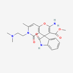 molecular formula C22H24N4O5 B2495438 Methyl 2'-amino-6'-[2-(dimethylamino)ethyl]-7'-methyl-2,5'-dioxo-1,2,5',6'-tetrahydrospiro[indole-3,4'-pyrano[3,2-c]pyridine]-3'-carboxylate CAS No. 873571-86-9