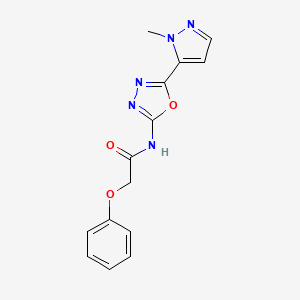 molecular formula C14H13N5O3 B2495440 N-(5-(1-methyl-1H-pyrazol-5-yl)-1,3,4-oxadiazol-2-yl)-2-phenoxyacetamide CAS No. 1172416-84-0