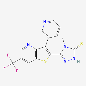 4-methyl-5-[3-(3-pyridinyl)-6-(trifluoromethyl)thieno[3,2-b]pyridin-2-yl]-4H-1,2,4-triazole-3-thiol