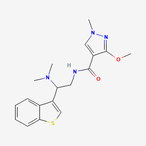 molecular formula C18H22N4O2S B2495472 N-(2-(benzo[b]thiophen-3-yl)-2-(dimethylamino)ethyl)-3-methoxy-1-methyl-1H-pyrazole-4-carboxamide CAS No. 2034309-55-0