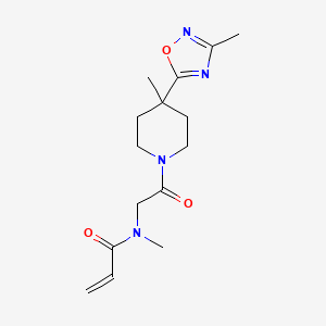 molecular formula C15H22N4O3 B2495474 N-Methyl-N-[2-[4-methyl-4-(3-methyl-1,2,4-oxadiazol-5-yl)piperidin-1-yl]-2-oxoethyl]prop-2-enamide CAS No. 2198518-36-2