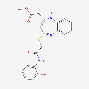 molecular formula C20H18FN3O3S B2495479 methyl 2-[4-({[(2-fluorophenyl)carbamoyl]methyl}sulfanyl)-1H-1,5-benzodiazepin-2-yl]acetate CAS No. 1286724-50-2