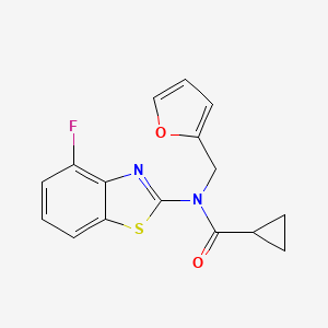 molecular formula C16H13FN2O2S B2495488 N-(4-fluorobenzo[d]thiazol-2-yl)-N-(furan-2-ylmethyl)cyclopropanecarboxamide CAS No. 922375-64-2
