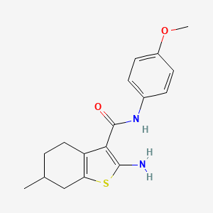 molecular formula C17H20N2O2S B2495517 2-amino-N-(4-methoxyphenyl)-6-methyl-4,5,6,7-tetrahydro-1-benzothiophene-3-carboxamide CAS No. 725226-67-5