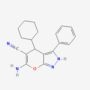 6-Amino-4-cyclohexyl-3-phenyl-2,4-dihydropyrano[2,3-c]pyrazole-5-carbonitrile