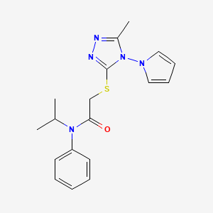 molecular formula C18H21N5OS B2495524 2-{[5-methyl-4-(1H-pyrrol-1-yl)-4H-1,2,4-triazol-3-yl]sulfanyl}-N-phenyl-N-(propan-2-yl)acetamide CAS No. 877815-91-3