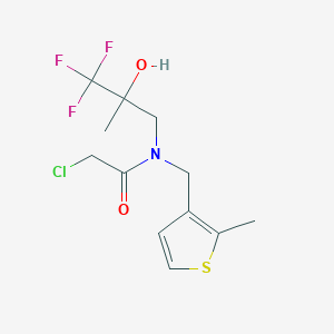 molecular formula C12H15ClF3NO2S B2495534 2-Chloro-N-[(2-methylthiophen-3-yl)methyl]-N-(3,3,3-trifluoro-2-hydroxy-2-methylpropyl)acetamide CAS No. 2411301-57-8