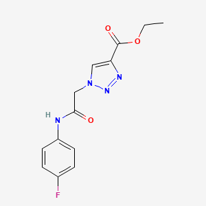 molecular formula C13H13FN4O3 B2495571 ethyl 1-{2-[(4-fluorophenyl)amino]-2-oxoethyl}-1H-1,2,3-triazole-4-carboxylate CAS No. 902482-31-9