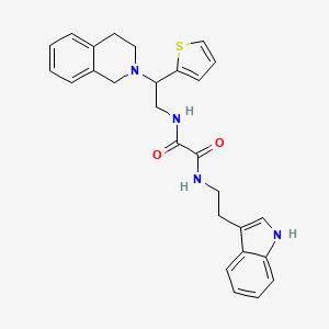molecular formula C27H28N4O2S B2495611 N1-(2-(1H-indol-3-yl)ethyl)-N2-(2-(3,4-dihydroisoquinolin-2(1H)-yl)-2-(thiophen-2-yl)ethyl)oxalamide CAS No. 898452-82-9