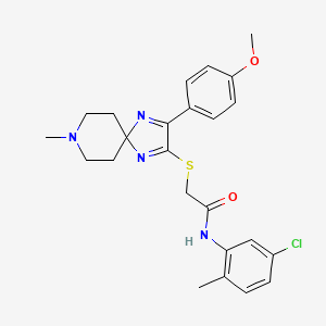 molecular formula C24H27ClN4O2S B2495638 N-(5-CHLORO-2-METHYLPHENYL)-2-{[3-(4-METHOXYPHENYL)-8-METHYL-1,4,8-TRIAZASPIRO[4.5]DECA-1,3-DIEN-2-YL]SULFANYL}ACETAMIDE CAS No. 1215374-75-6