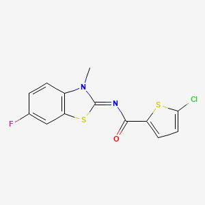 molecular formula C13H8ClFN2OS2 B2495673 (E)-5-chloro-N-(6-fluoro-3-methylbenzo[d]thiazol-2(3H)-ylidene)thiophene-2-carboxamide CAS No. 477512-04-2