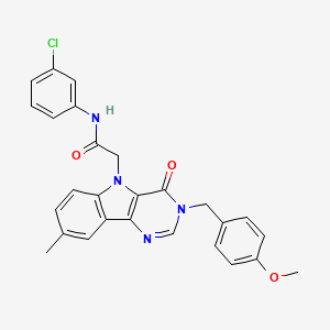 molecular formula C27H23ClN4O3 B2495677 N-(3-chlorophenyl)-2-(3-(4-methoxybenzyl)-8-methyl-4-oxo-3H-pyrimido[5,4-b]indol-5(4H)-yl)acetamide CAS No. 1189493-22-8