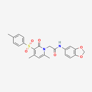 molecular formula C23H22N2O6S B2495692 N-(2H-1,3-benzodioxol-5-yl)-2-[4,6-dimethyl-3-(4-methylbenzenesulfonyl)-2-oxo-1,2-dihydropyridin-1-yl]acetamide CAS No. 1251709-19-9