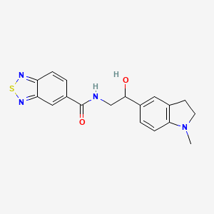 molecular formula C18H18N4O2S B2495698 N-(2-hydroxy-2-(1-methylindolin-5-yl)ethyl)benzo[c][1,2,5]thiadiazole-5-carboxamide CAS No. 1704610-17-2