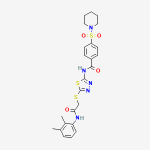 molecular formula C24H27N5O4S3 B2495722 N-(5-((2-((2,3-dimethylphenyl)amino)-2-oxoethyl)thio)-1,3,4-thiadiazol-2-yl)-4-(piperidin-1-ylsulfonyl)benzamide CAS No. 392294-69-8