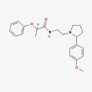 molecular formula C22H28N2O3 B2495731 N-(2-(2-(4-methoxyphenyl)pyrrolidin-1-yl)ethyl)-2-phenoxypropanamide CAS No. 1421462-07-8