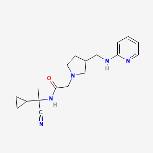 molecular formula C18H25N5O B2495748 N-(1-cyano-1-cyclopropylethyl)-2-[3-[(pyridin-2-ylamino)methyl]pyrrolidin-1-yl]acetamide CAS No. 1280870-22-5