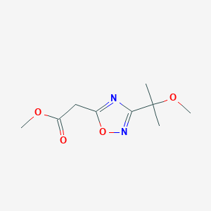 molecular formula C9H14N2O4 B2495769 Methyl 2-(3-(2-methoxypropan-2-yl)-1,2,4-oxadiazol-5-yl)acetate CAS No. 1520975-32-9