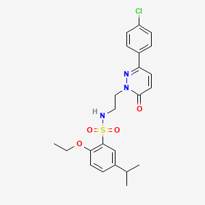 molecular formula C23H26ClN3O4S B2495786 N-{2-[3-(4-chlorophenyl)-6-oxo-1,6-dihydropyridazin-1-yl]ethyl}-2-ethoxy-5-(propan-2-yl)benzene-1-sulfonamide CAS No. 921554-79-2