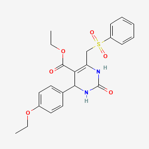 molecular formula C22H24N2O6S B2495811 Ethyl 6-[(benzenesulfonyl)methyl]-4-(4-ethoxyphenyl)-2-oxo-1,2,3,4-tetrahydropyrimidine-5-carboxylate CAS No. 866590-65-0