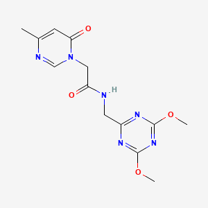molecular formula C13H16N6O4 B2495821 N-((4,6-dimethoxy-1,3,5-triazin-2-yl)methyl)-2-(4-methyl-6-oxopyrimidin-1(6H)-yl)acetamide CAS No. 2097936-49-5