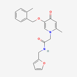 molecular formula C21H22N2O4 B2495850 N-(furan-2-ylmethyl)-2-(2-methyl-5-((2-methylbenzyl)oxy)-4-oxopyridin-1(4H)-yl)acetamide CAS No. 946254-51-9