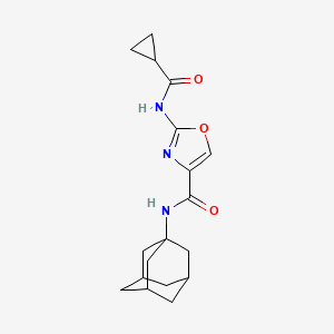molecular formula C18H23N3O3 B2495852 N-(adamantan-1-yl)-2-cyclopropaneamido-1,3-oxazole-4-carboxamide CAS No. 1351612-58-2