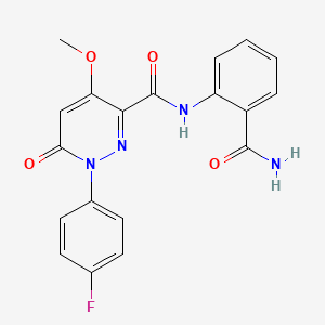 molecular formula C19H15FN4O4 B2495863 N-(2-carbamoylphenyl)-1-(4-fluorophenyl)-4-methoxy-6-oxo-1,6-dihydropyridazine-3-carboxamide CAS No. 921793-10-4