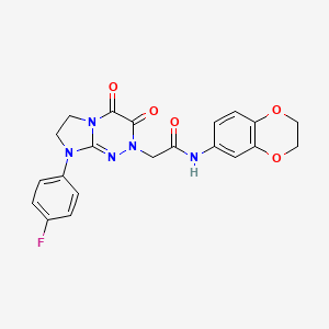 molecular formula C21H18FN5O5 B2495875 N-(2,3-dihydro-1,4-benzodioxin-6-yl)-2-[8-(4-fluorophenyl)-3,4-dioxo-2H,3H,4H,6H,7H,8H-imidazo[2,1-c][1,2,4]triazin-2-yl]acetamide CAS No. 941976-31-4