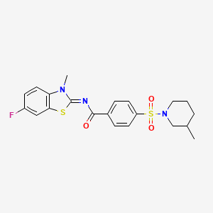 molecular formula C21H22FN3O3S2 B2495890 N-[(2E)-6-fluoro-3-methyl-2,3-dihydro-1,3-benzothiazol-2-ylidene]-4-[(3-methylpiperidin-1-yl)sulfonyl]benzamide CAS No. 683770-35-6