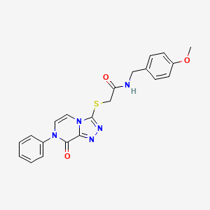 molecular formula C21H19N5O3S B2495900 N-(4-methoxybenzyl)-2-((8-oxo-7-phenyl-7,8-dihydro-[1,2,4]triazolo[4,3-a]pyrazin-3-yl)thio)acetamide CAS No. 1243034-52-7