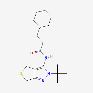 molecular formula C18H29N3OS B2495927 N-{2-tert-butyl-2H,4H,6H-thieno[3,4-c]pyrazol-3-yl}-3-cyclohexylpropanamide CAS No. 450340-07-5