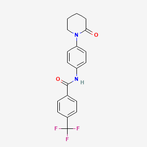 molecular formula C19H17F3N2O2 B2495946 N-[4-(2-oxopiperidin-1-yl)phenyl]-4-(trifluoromethyl)benzamide CAS No. 941872-56-6