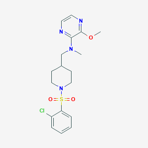 molecular formula C18H23ClN4O3S B2495953 N-{[1-(2-chlorobenzenesulfonyl)piperidin-4-yl]methyl}-3-methoxy-N-methylpyrazin-2-amine CAS No. 2380086-45-1