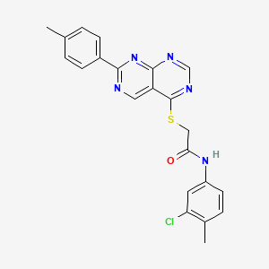 molecular formula C22H18ClN5OS B2495962 N-(3-chloro-4-methylphenyl)-2-{[7-(4-methylphenyl)pyrimido[4,5-d][1,3]diazin-4-yl]sulfanyl}acetamide CAS No. 1189723-50-9