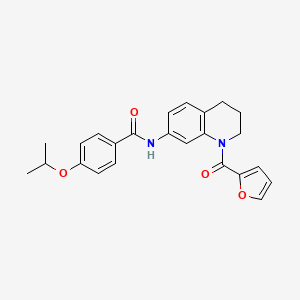 molecular formula C24H24N2O4 B2495965 N-[1-(furan-2-carbonyl)-1,2,3,4-tetrahydroquinolin-7-yl]-4-(propan-2-yloxy)benzamide CAS No. 946265-36-7
