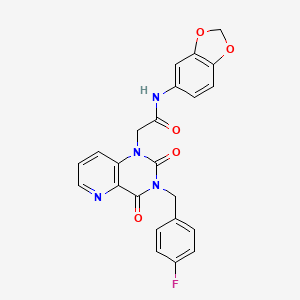 molecular formula C23H17FN4O5 B2496013 N-(benzo[d][1,3]dioxol-5-yl)-2-(3-(4-fluorobenzyl)-2,4-dioxo-3,4-dihydropyrido[3,2-d]pyrimidin-1(2H)-yl)acetamide CAS No. 921800-14-8