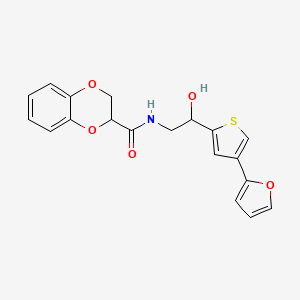 molecular formula C19H17NO5S B2496025 N-{2-[4-(furan-2-yl)thiophen-2-yl]-2-hydroxyethyl}-2,3-dihydro-1,4-benzodioxine-2-carboxamide CAS No. 2380010-48-8