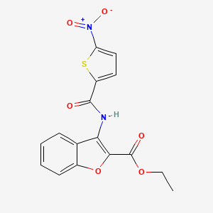 molecular formula C16H12N2O6S B2496042 ethyl 3-(5-nitrothiophene-2-amido)-1-benzofuran-2-carboxylate CAS No. 477500-20-2