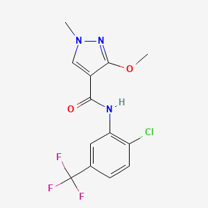 molecular formula C13H11ClF3N3O2 B2496055 N-(2-chloro-5-(trifluoromethyl)phenyl)-3-methoxy-1-methyl-1H-pyrazole-4-carboxamide CAS No. 1014046-54-8