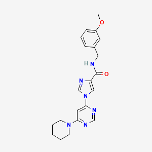 molecular formula C21H24N6O2 B2496092 N-[(3-methoxyphenyl)methyl]-1-[6-(piperidin-1-yl)pyrimidin-4-yl]-1H-imidazole-4-carboxamide CAS No. 1251678-96-2