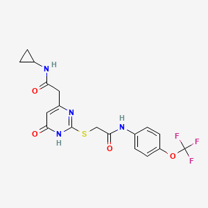 N-cyclopropyl-2-(6-oxo-2-((2-oxo-2-((4-(trifluoromethoxy)phenyl)amino)ethyl)thio)-1,6-dihydropyrimidin-4-yl)acetamide