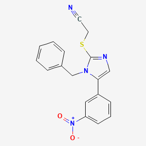 2-((1-benzyl-5-(3-nitrophenyl)-1H-imidazol-2-yl)thio)acetonitrile