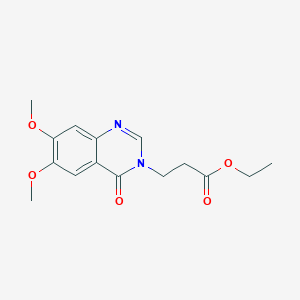 molecular formula C15H18N2O5 B2496111 ethyl 3-(6,7-dimethoxy-4-oxoquinazolin-3(4H)-yl)propanoate CAS No. 247573-03-1
