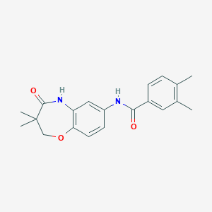 molecular formula C20H22N2O3 B2496129 N-(3,3-dimethyl-4-oxo-2,3,4,5-tetrahydro-1,5-benzoxazepin-7-yl)-3,4-dimethylbenzamide CAS No. 921777-20-0