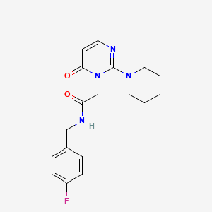 molecular formula C19H23FN4O2 B2496141 N-[(4-fluorophenyl)methyl]-2-[4-methyl-6-oxo-2-(piperidin-1-yl)-1,6-dihydropyrimidin-1-yl]acetamide CAS No. 1251677-37-8