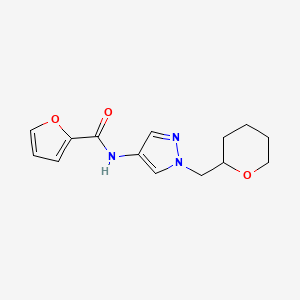 molecular formula C14H17N3O3 B2496161 N-{1-[(oxan-2-yl)methyl]-1H-pyrazol-4-yl}furan-2-carboxamide CAS No. 2034321-58-7