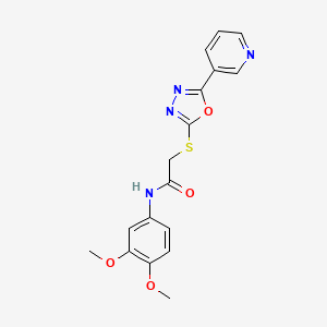 molecular formula C17H16N4O4S B2496210 N-(3,4-dimethoxyphenyl)-2-{[5-(pyridin-3-yl)-1,3,4-oxadiazol-2-yl]sulfanyl}acetamide CAS No. 898500-68-0